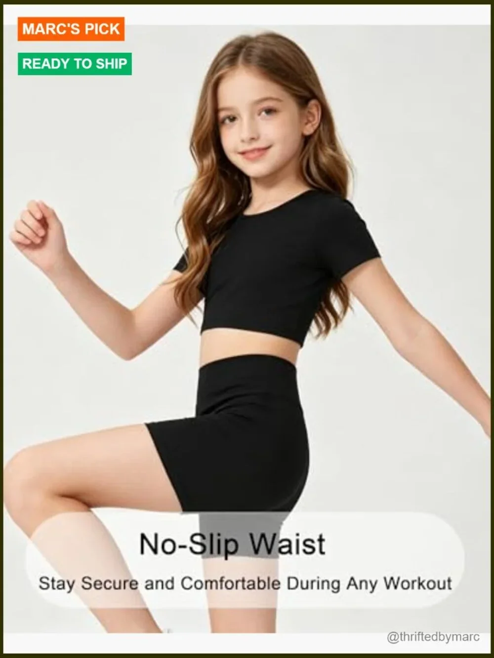 Girls High Waisted Bike Shorts for Volleyball Yoga Dance Gymnastics Activewear